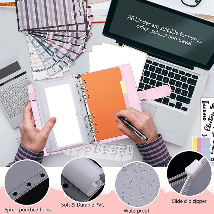28pc-budget-binder-set-a6-ring-binder-notebook-with-clear-cash-envelopes-for-budgeting-amp-saving-money-travel-amp-diary