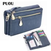 【CC】 PUOU 2020 Fashion Purses Womens Wallets Envelop Wallet Section Clutch Soft Leather Money