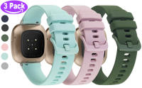 DLTECH 3 Pack สายรัดเล่นกีฬาใช้งานร่วมกับ Fitbit Sense/Versa 3, Classic สายรัดข้อมือซิลิโคนอ่อนอุปกรณ์สายรัดสำหรับผู้หญิงผู้ชาย