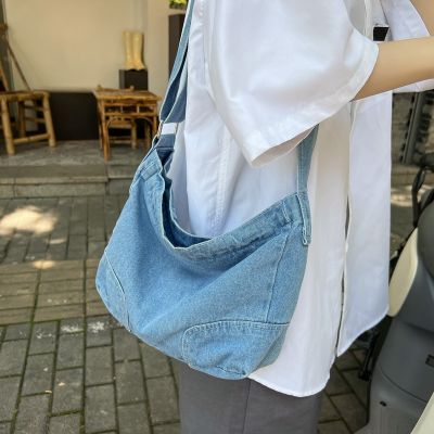 Ins Denim Bag Korean Style Shoulder Bag Crossbody Bag Japanese Style Harajuku Retro Artistic Lazy Style Womens Small Trendy Satchel 2023