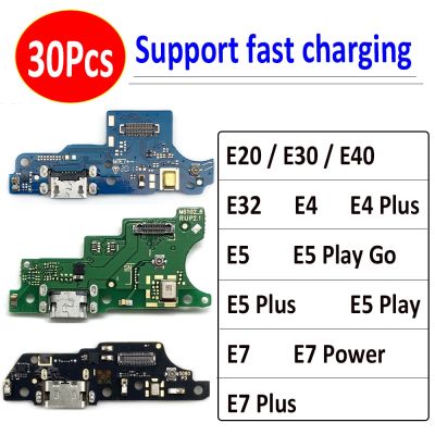 30Pcs USB Repair Charging Port Connector ไมโครโฟนบอร์ด Flex Cable สําหรับ Moto E20 E30 E40 E32 E4 E5 Play Go E6 Plus E7 Power E6S