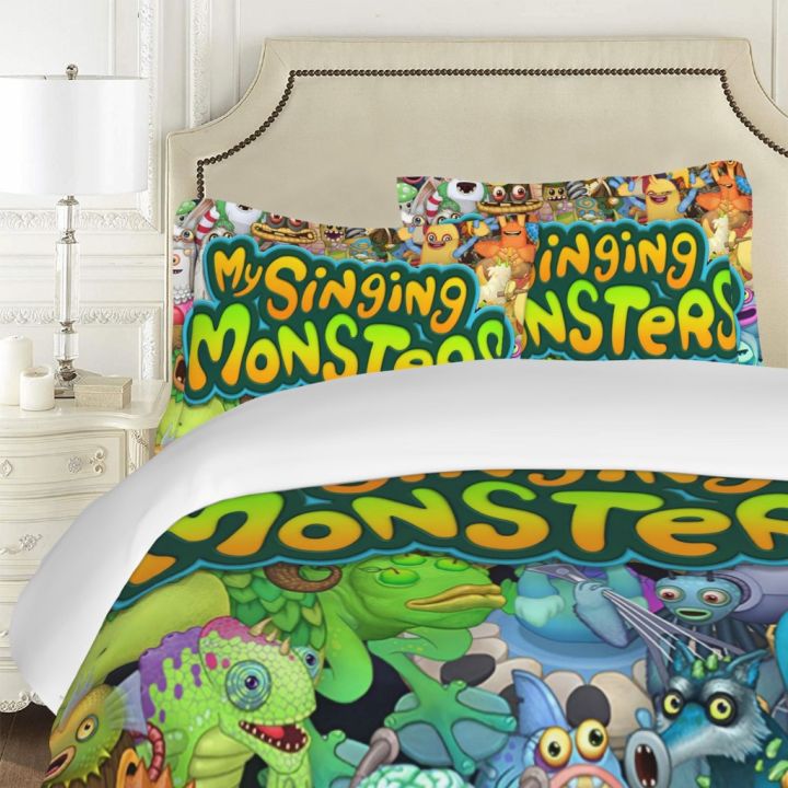 พร้อมส่ง-ชุดเครื่องนอน-ผ้าปูที่นอน-ผ้าห่ม-ผ้านวม-พิมพ์ลายการ์ตูน-my-singing-monsters-3-in-1-3-ชิ้น-ปลอกหมอน-2-ชิ้น