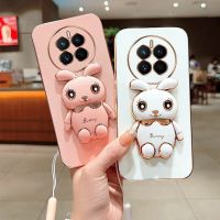 {Taoyitao เคส} โทรศัพท์เคสสำหรับหัวเหว่ย Mate 40 Pro 50ฝาครอบที่วางกระต่ายสี่เหลี่ยมชุบ