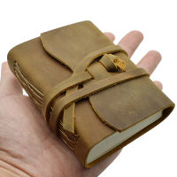 Mini Handmade 100 Genuine Leather Notebook 8.5*11CM 140 Sheets Cowhide Diary Journal Sketchbook Planner Travel Office School