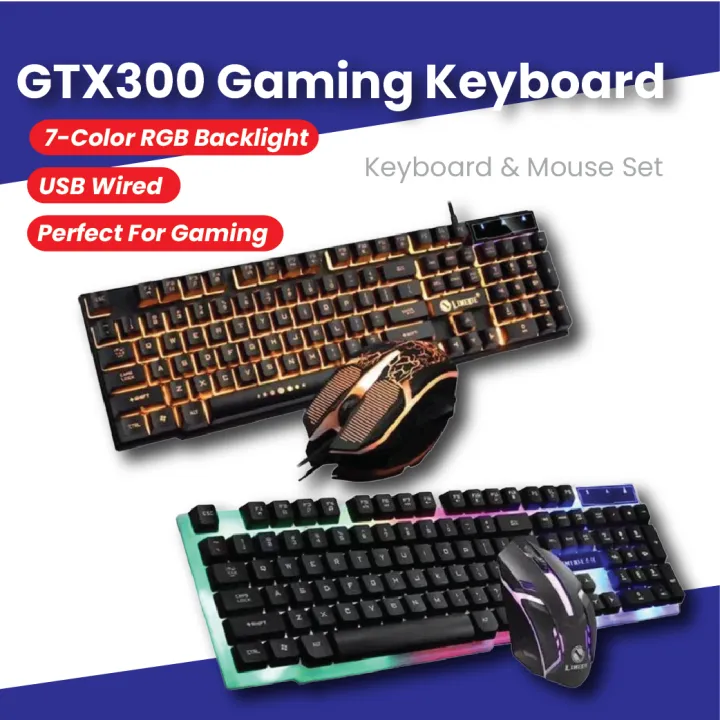 [MALAYSIA READY STOCK] GTX300 Gaming Keyboard & Mouse Set Combo Limeide