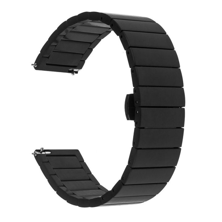 20มม-สำหรับ-samsung-สมาร์ทวอท์ชเหล็กลูกปัดเดียวตัวล็อกแบบผีเสื้อสายนาฬิกาข้อมือ-สีดำ