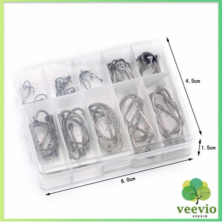 veevio-ตะขอตกปลา-เกี่ยวเหยื่อ-อุปกรณ์เสริมสำหรับตกปลา-100-ชิ้น-กล่อง-fish-hook