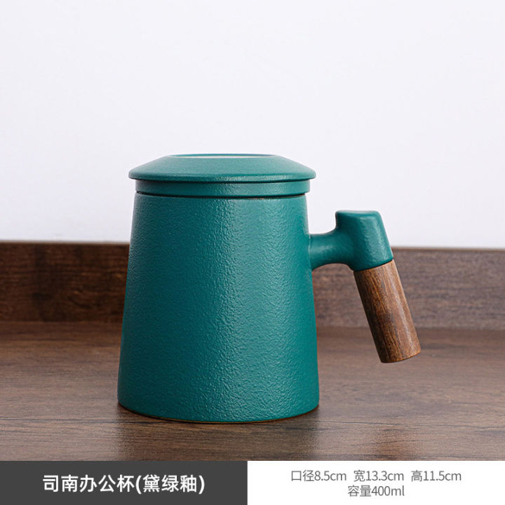 sen-ถ้วยชุดเซรามิกสีเขียว-แก้วสีฟ้าถ้วยทำชาแยกพร้อมที่จับบ้านและที่ระบายน้ำชาพร้อม-coverqianfun