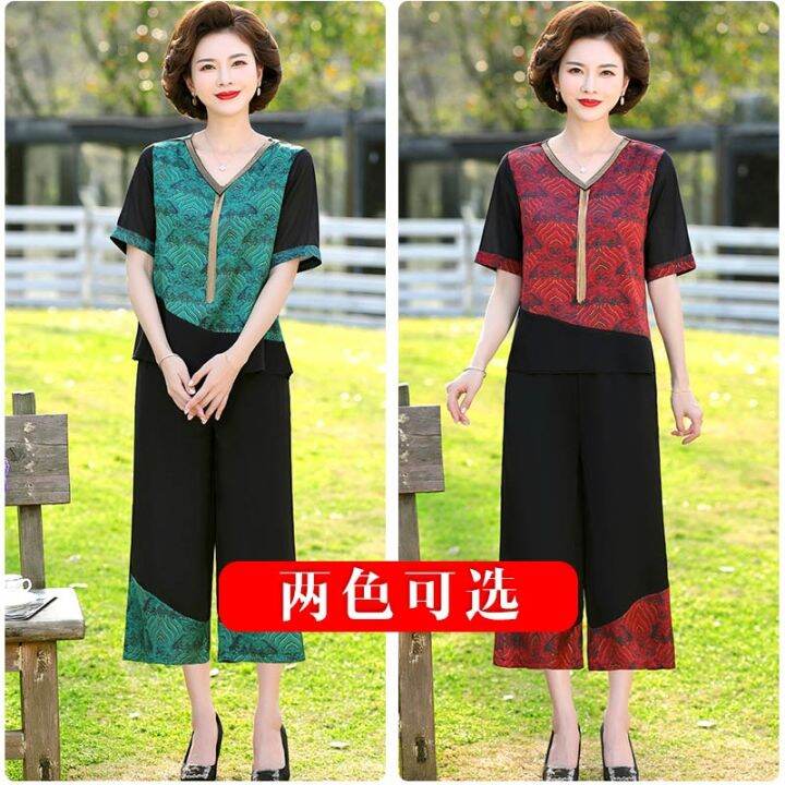 mar-mother-summer-wear-suits-the-new-2022-brim-50-middle-aged-female-wealthy-woman-two-piece-short-sleeve-t-shirt-coat