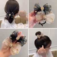 【CW】 Temperament Bow Tie Hair Organza Rope Accessories Exquisite Rhinestone Heawear