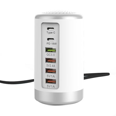 65W USB Fast Charger HUB Quick Charge QC3.0 Multi 6 Port USB Type C PD Charger Charging Station