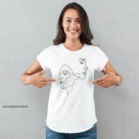 One Line Drawing Faces T-Shirt Funny Women Graphic Art Top Tee Shirt Summer Minimal Artwork Tshirt Outfits Premium Fabric