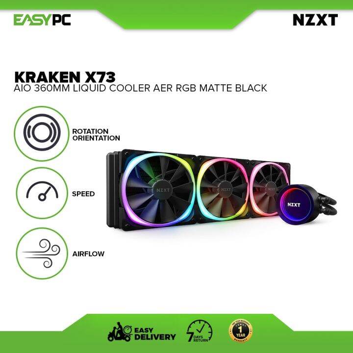 NZXT Kraken X73 RGB Matte Black/White |AIO 360mm Liquid Cooler RL-KRX73 ...