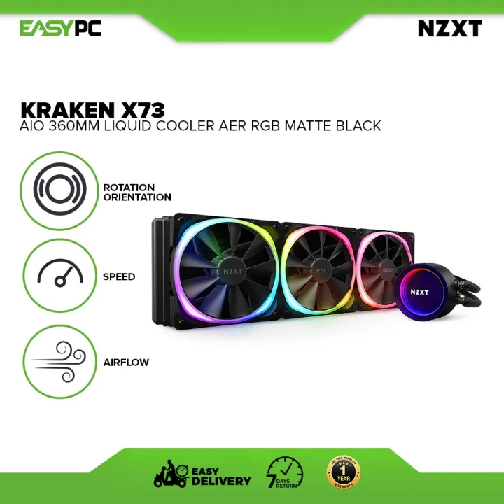 NZXT Kraken X73 RGB Matte Black/White AIO 360mm Liquid Cooler RLKRX73