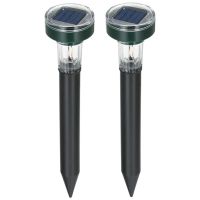 2PCS Solar Powered Sound W-Ave Sonic Repeller Outdoor Garden Sensitive Light Control Lawn Lamp Yard Farm Mouse Gopher