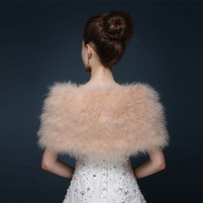 Ostrich Fur Shawl Bridal Wedding Autumn Winter Womens Cheongsam Ceremony Annual Meeting Host Cloak Jacket Imitation Fox