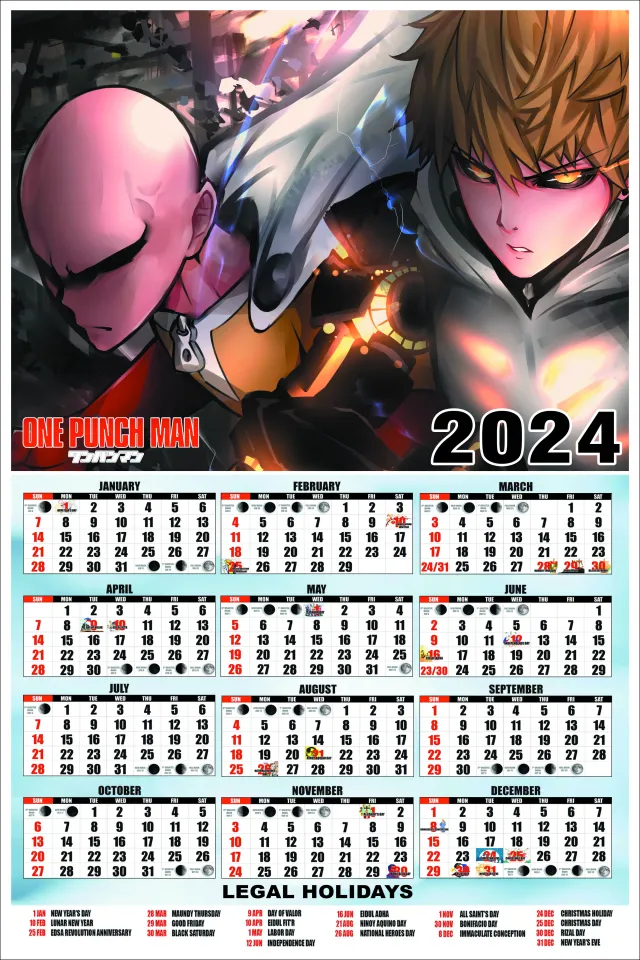 Anime Calender 2024 Anime Calender Printable Custom Manga -  Israel