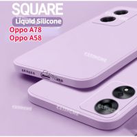 A78 A58 Oppo สี่เหลี่ยม2023เคสโทรศัพท์แบบที่มีของของเหลวสำหรับ Oppo OppoA78 A78 78A ฝาหลังนิ่มกันกระแทกปลอกซิลิโคนขนาด78 4กรัม5กรัม