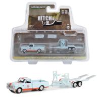 Greenlight 1/64 Hitch &amp; Tow Series 27 - 1968 Chevrolet C-10 Shortbed and Tandem Car Trailer 32270-A