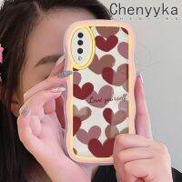 Chenyyka เคส A30s A50s A50ลายการ์ตูนรักหัวใจสีครีมดีไซน์ใหม่ขอบลอนเคสโปร่งใสลายกล้องถ่ายรูปเคสมือถือกันกระแทกแบบใสนิ่มเรียบง่ายปลอกป้องกันอ่อนโยน