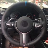 ‖ Car Interior Monopoly ‖-สีดำหนังสีฟ้า Marker ครอบคลุมพวงมาลัยสำหรับ BMW M2 M3 F80 F82 M4 M5 F12 F13 M6 F85 F87 X5 X6 F33 F30 M Sport