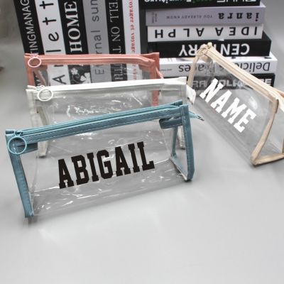✹✆ Custom Simple Transparent Pencil Case Large Capacity Pen Bag Cosmetic Bag School Office Stationery Case Party Favors Gift