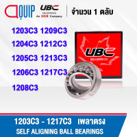 UBC 1203C3 1204C3 1205C3 1206C3 1208C3 1209C3 1212C3 1213C3 1217C3 ตลับลูกปืน C3 เม็ดกลมปรับแนวได้เอง ( SELF ALIGNING BALL BEARING ) เพลาตรง