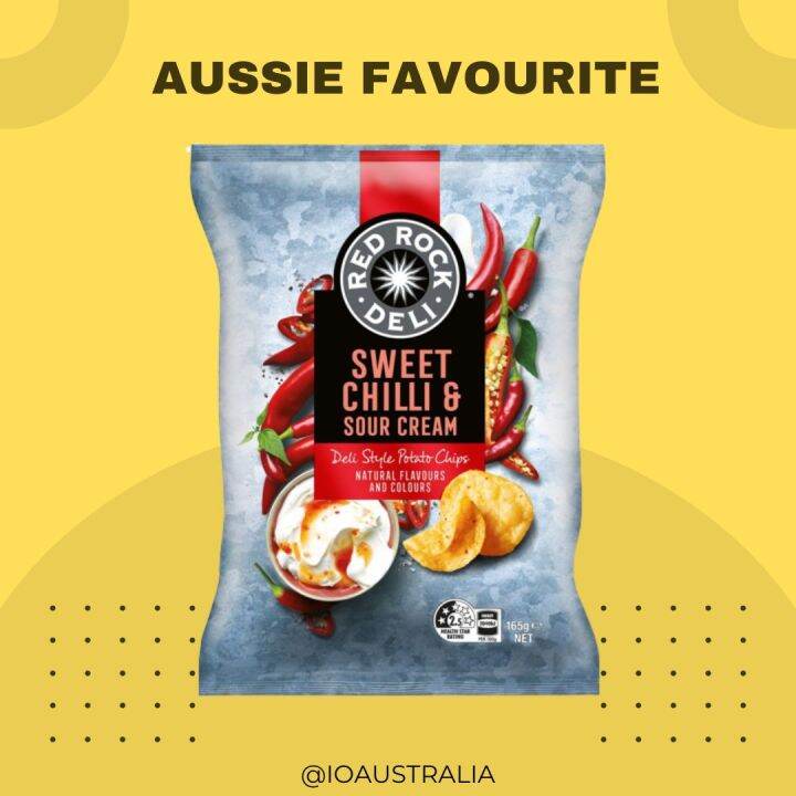 Red Rock Deli Potato Chips Australia Sweet Chilli & Sour Cream 165g