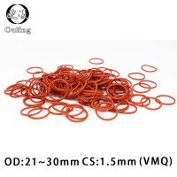 ❍☌◈ 5PCS/lot Red Silicon Ring Silicone O ring 1.5mmThickness OD21/22/23/24/25/26/27/28/29/30mm Rubber O-Ring Seal Gasket Ring Washer