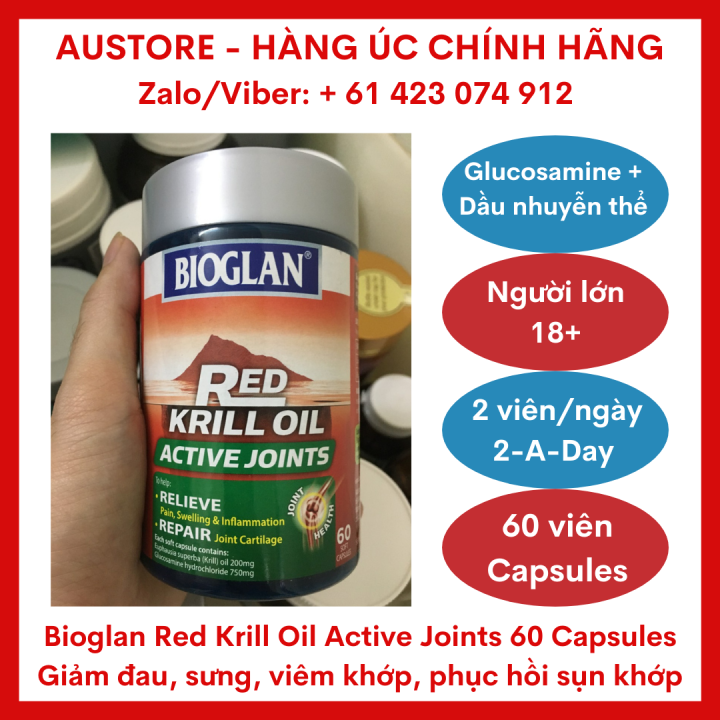 [Bill Úc, Date 06/2023] Bioglan Red Krill Oil Active Joints 60 Soft