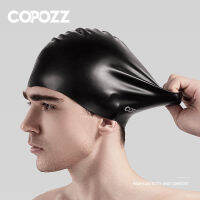 Copozz Elastic Silicon Swimming Cap Rubber Waterproof Protect Ears Diving Hat Sport Swim Pool Hood Free size for Men Women