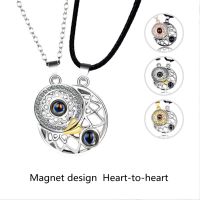 Couple Magnet Necklace 100 Languages Moon Star Lifetime Guardian Projection One Hundred I Love You Sun Pendant