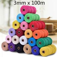 【CW】 3mm Cotton Cords Colorful Cord Twisted Macrame String Textile Wedding Tapestry 110yards