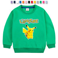 Pikachu เสื้อสเวตเตอร์ Baju Anak เสื้อคอตตอน13สี/1-10ปีเสื้อสเวตเตอร์แขนยาวสำหรับเด็กหญิงเด็กชายเสื้อแขนยาวคอกลมพิมพ์ลายการ์ตูน0000