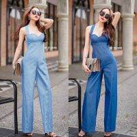 TT18192 Jumpsuit ยีนส์ สายไขว้หลัง ขายาว Jumpsuit, jeans, back cross straps, long legs.