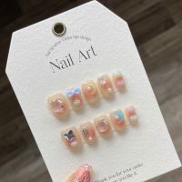 [HANDMADE]Artificial Nail Cream Heart Moon Small Short Armor Star Paradise Summer Cute Fresh Nails Reusable and Removable Nails