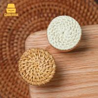 Natural Wooden Handles Rattan Drawer Knobs Kitchen Cabinet Door Knob for Furniture Dresser Wardrobe Handle Furniture Hardware