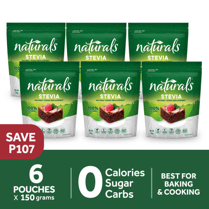 NATURALS STEVIA 6 packs x 150g, 100 Natural Zero Calorie Sweetener, Stevia Leaf Extract