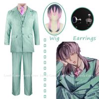 【Lao Zhang Fashion Cosplay】 Rindo Haitani เครื่องแต่งกายคอสเพลย์อะนิเมะโตเกียว Revengers สีเขียวเครื่องแบบวิกผมเสื้อผูกเสื้อกั๊กกางเกงเสื้อสูท Bonten ฮาโลวีนผู้ชายผู้หญิง