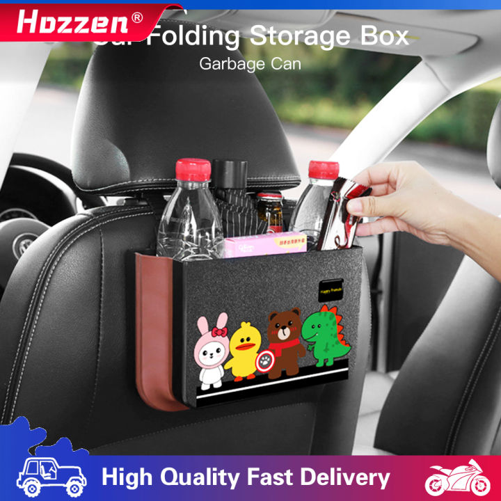 hozzen-ถังขยะแขวนอเนกประสงค์ในรถยนต์-กล่องเก็บของด้านหลังที่นั่งถังเก็บของพับได้ที่วางแก้วกล่องเก็บของกระจุกกระจิกผลิตภัณฑ์ตกแต่งภายในรถยนต์
