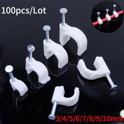 【CW】✻  100PCS Round Cable 3/4/5/6/7/8/9/10 mm C Shaped Management Carbon Nails Cord Tie Wire Wall Holder