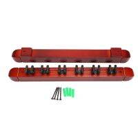 1 Set Wall Mounted Hardwood Billiard Cue Rack Pool Cue Rack 6 Clips Billiard Holder Bracket Accessories