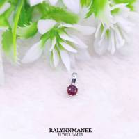 O6443 จี้พลอยโกเมนแท้ ( Garnet ) ตัวเรือนเงินแท้ 925 ชุบทองคำขาว