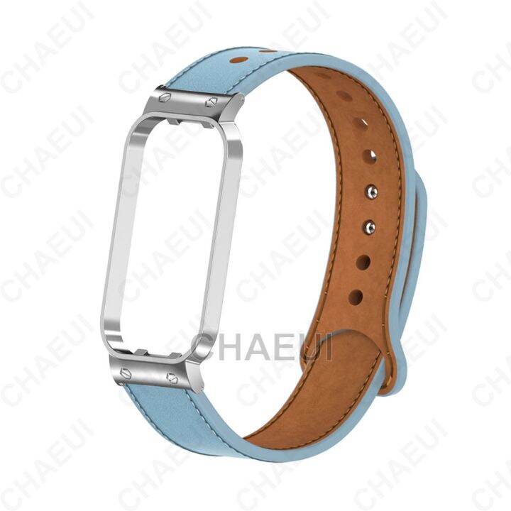 สายหนังพร้อมสร้อยข้อมือเปลี่ยนเคสโลหะสำหรับสายนาฬิกา-redmi-smart-band-2-xiaomi-mi-band-7-pro-xiaomi-smart-band-8-active-watch-strap