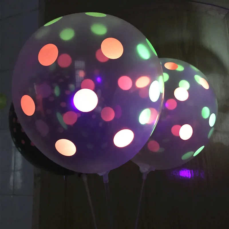 10 Pcs Fluorescent Balloon Dots Love Heart Star Latex Balloon Children  Gifts Wedding Birthday Party Decoration Glow Balloon