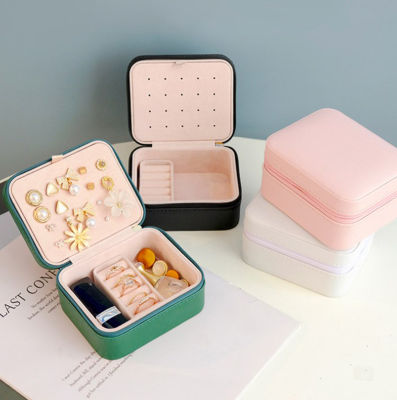 Convenient Opening And Closing Smooth Zipper Travel Lovely Storage Box Jewelry Box Portable Jewelry Box Earring Jewelry Storage Box