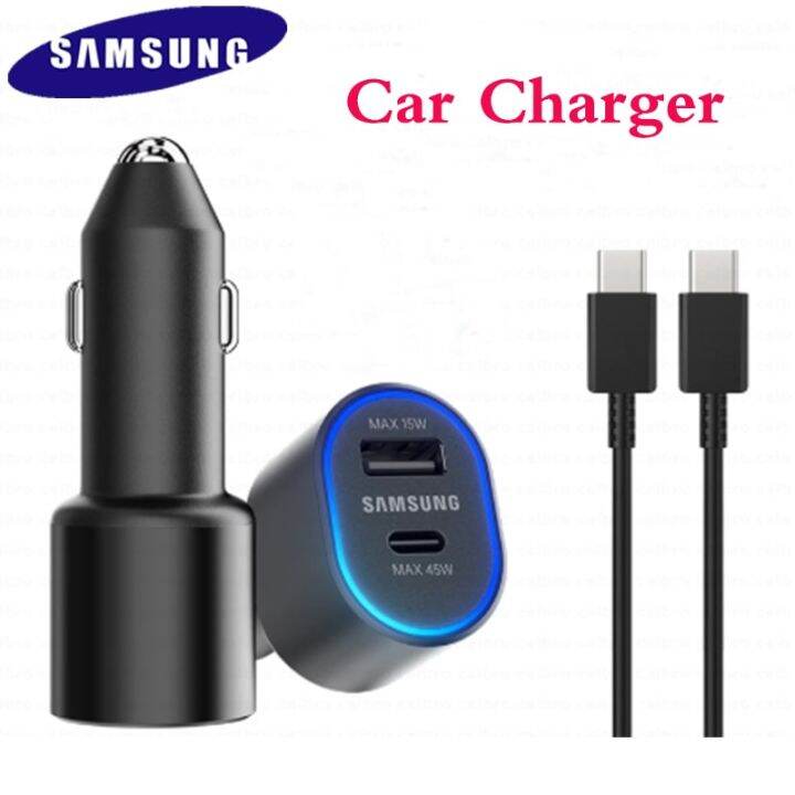 Samsung Galaxy S23 S22 Ultra S21 S20 FE Super Fast Car Charger 45W+15W