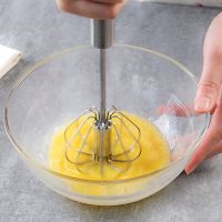 Stainless Steel Semi-Automatic Whisk Automatic Rotatingn Twisting Manual Baking Mixer Save Time Energy Kitchen Egg Tool