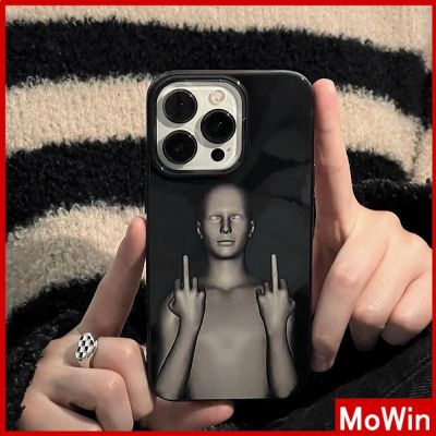 ♝☽ Mowin - เข้ากันได้สำหรับ เคสไอโฟน เคสไอโฟน11 เคส iPhone Soft สีดำเงากล้องผู้ชายรูปตลก ป้องกันการกระแทก ใช้ได้กับไอโฟน 14 13 12 โปรแม็กซ์