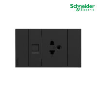 Schneider Electric ชุดเต้ารับโทรศัพท์ 6ขา 4สาย ขนาด1ช่อง + เต้ารับเดี่ยว 3ขา ขนาด 2ช่อง พร้อมฝาครอบ สีดำ รุ่น AvatarOn A รหัส M3T1RJ4M_BK+M3T426UST_BK+M3T03_BK